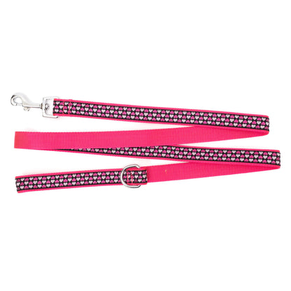 Hearts Dog Leash – Black, Sizes S, L