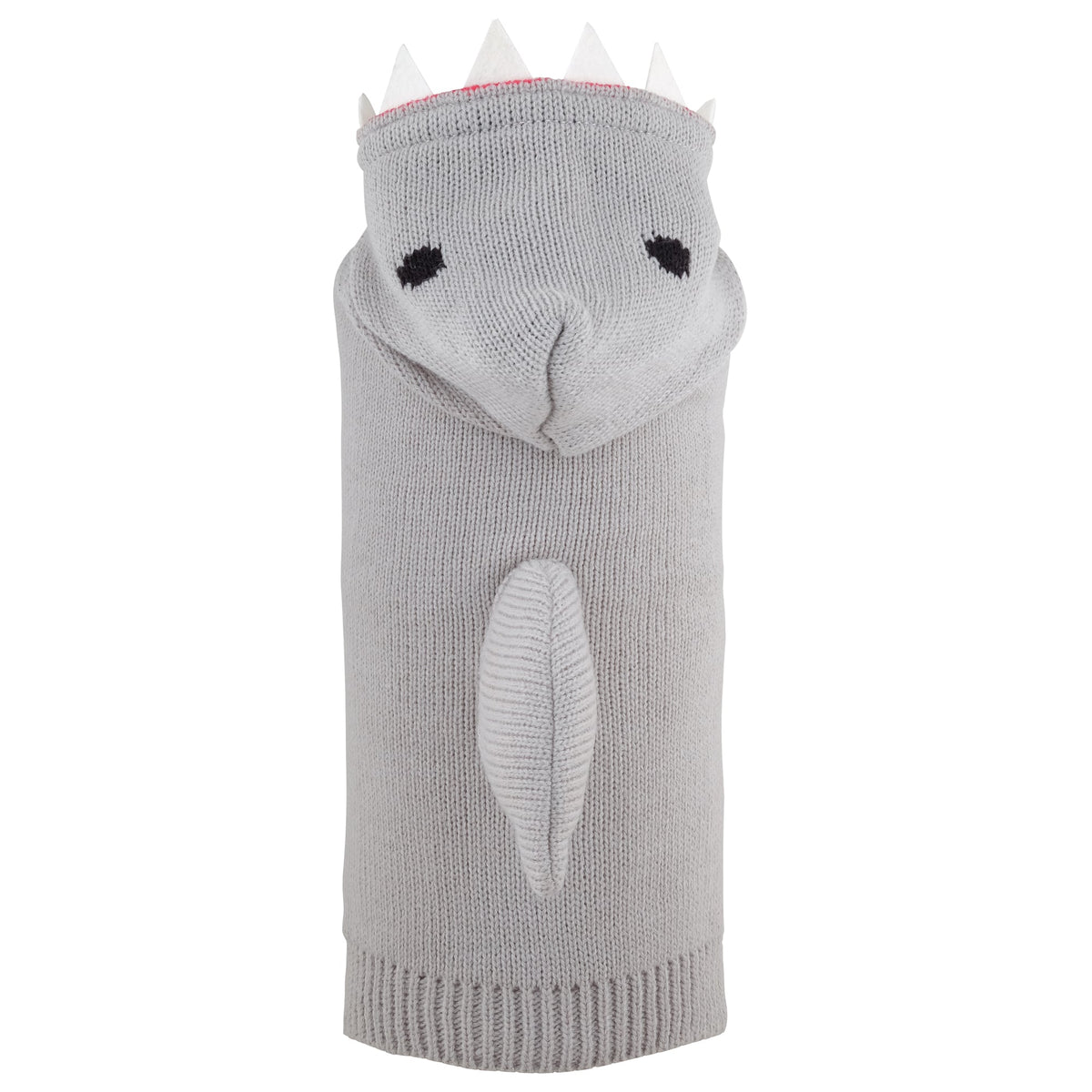 Jimmy the Shark Hoodie Dog Sweater – Acrylic, Gray, Sizes XXS–XXL
