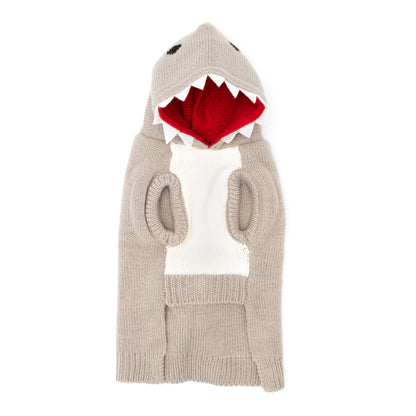 Jimmy the Shark Hoodie Dog Sweater – Acrylic, Gray, Sizes XXS–XXL