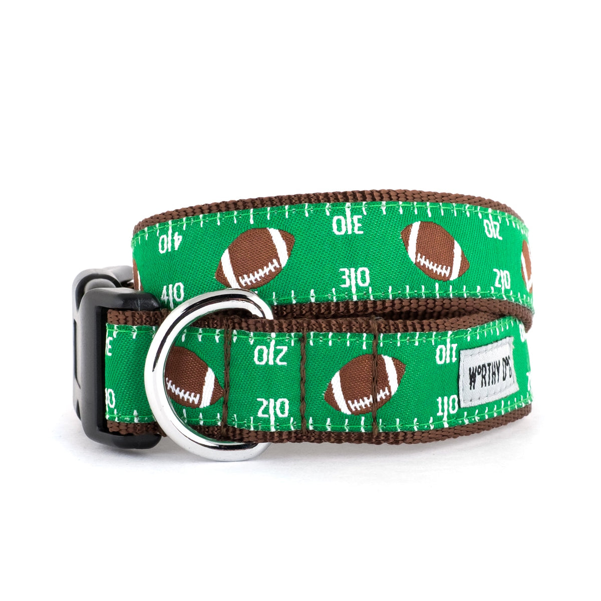 Football Field Dog Collar – Green, Sizes XS–XL