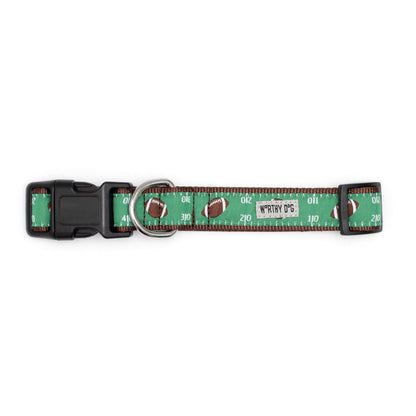 Football Field Dog Collar – Green, Sizes XS–XL