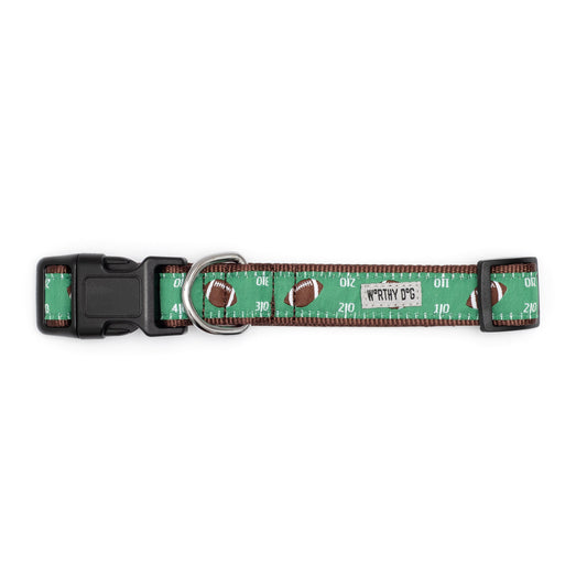 Football Field Dog Collar – Green, Sizes XS–XL