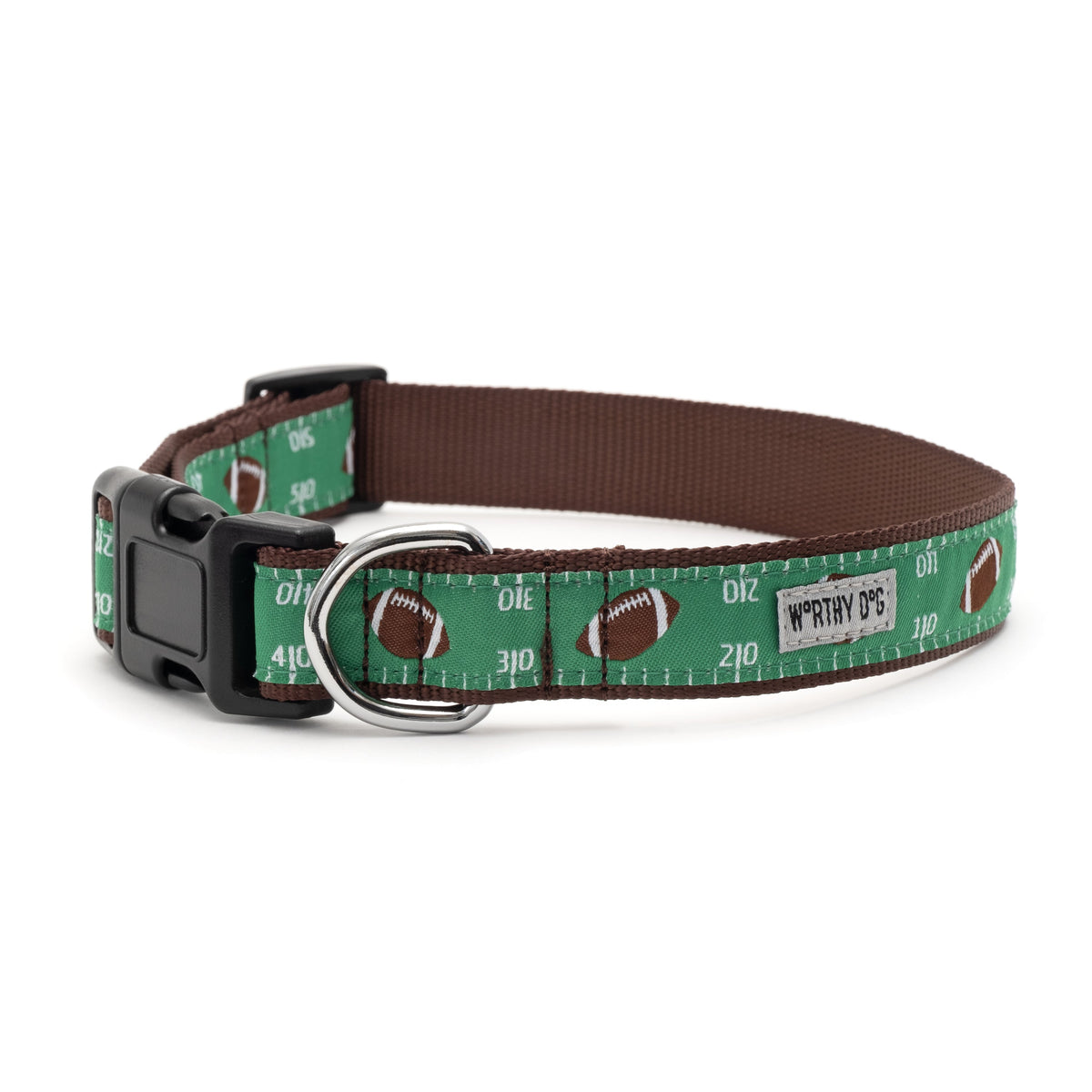 Football Field Dog Collar – Green, Sizes XS–XL