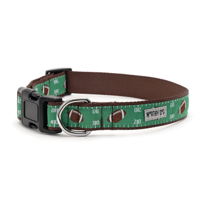 Football Field Dog Collar – Green, Sizes XS–XL