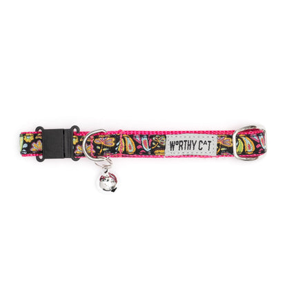 Floral Paisley Cat Collar – Black, Size One Size