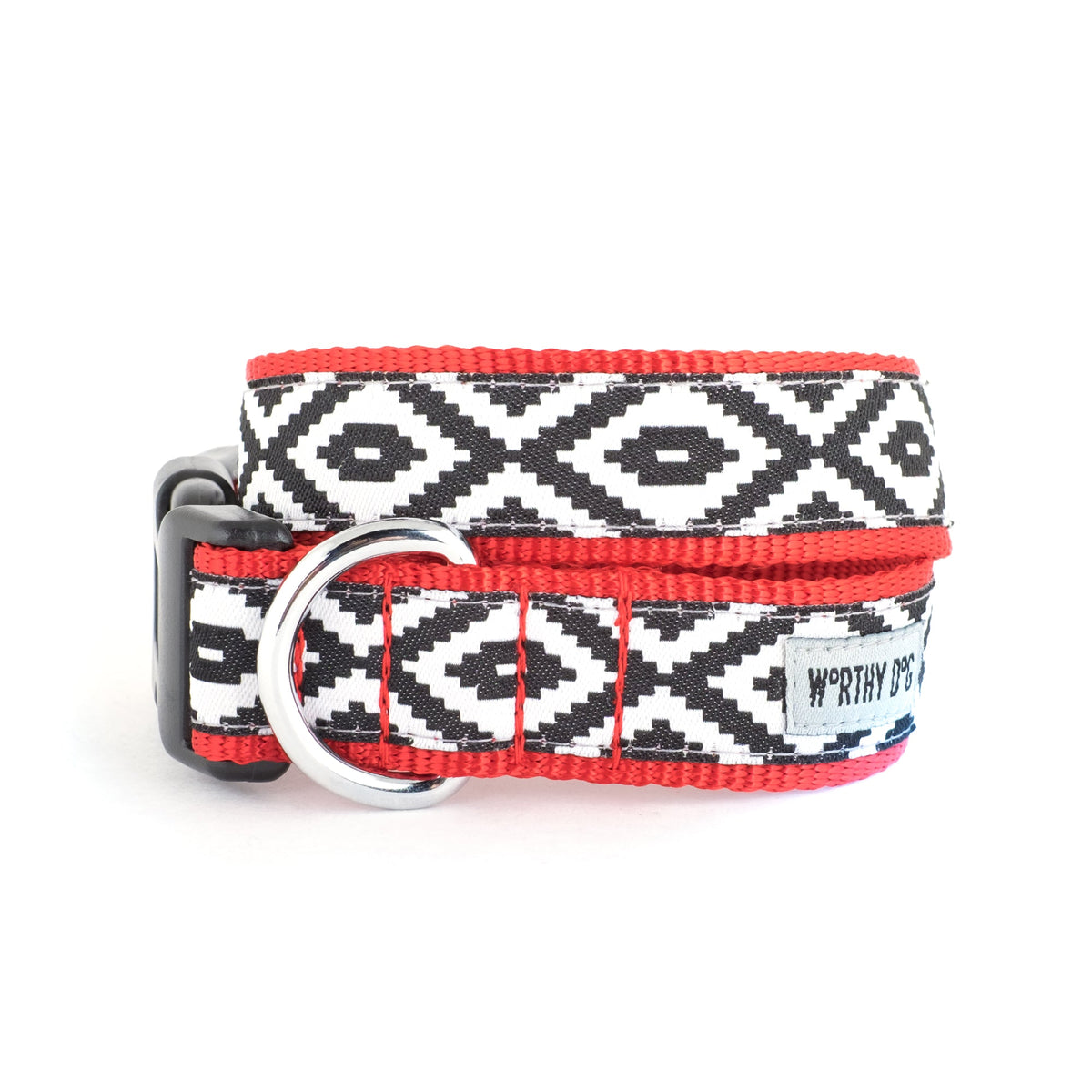 Kilim Dog Collar – Black/White, Sizes XS–XL