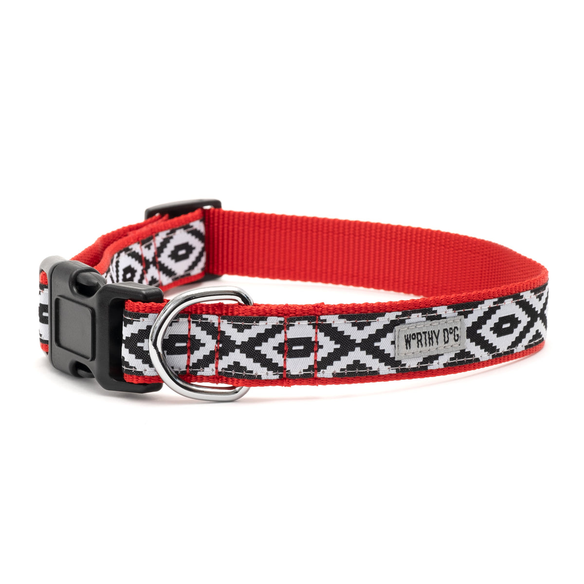 Kilim Dog Collar – Black/White, Sizes XS–XL