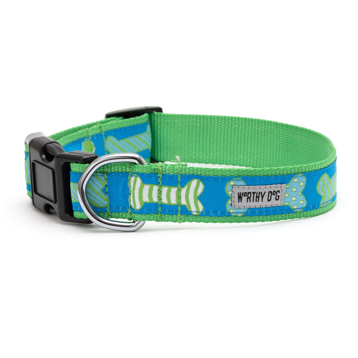Preppy Bones Dog Collar – Pink, Blue & Red/White/Blue, Sizes XS–XL