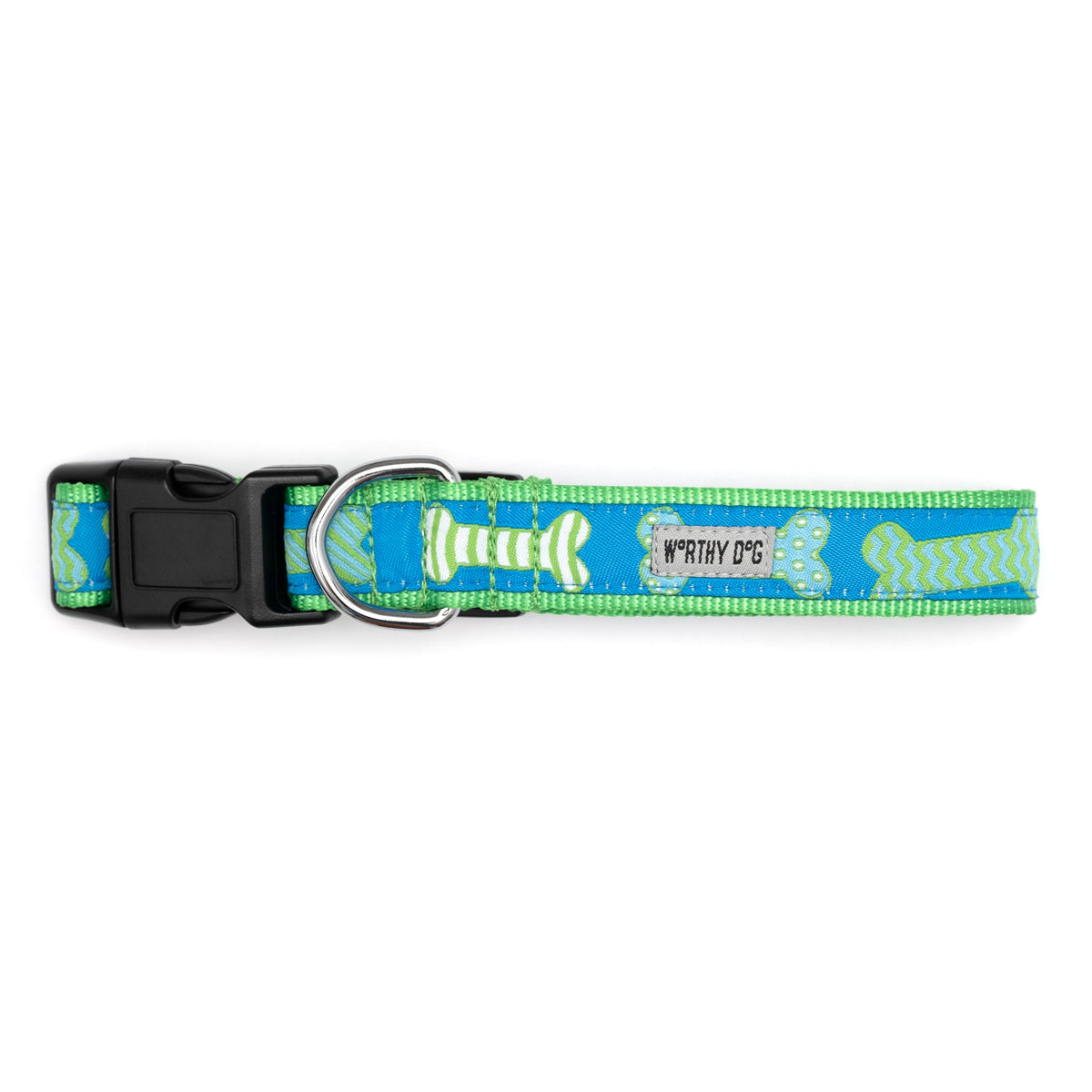 Preppy Bones Dog Collar – Pink, Blue & Red/White/Blue, Sizes XS–XL