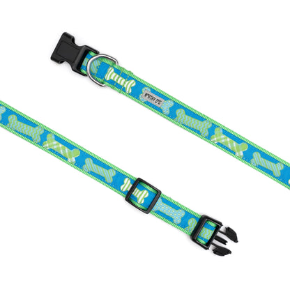 Preppy Bones Dog Collar – Pink, Blue & Red/White/Blue, Sizes XS–XL