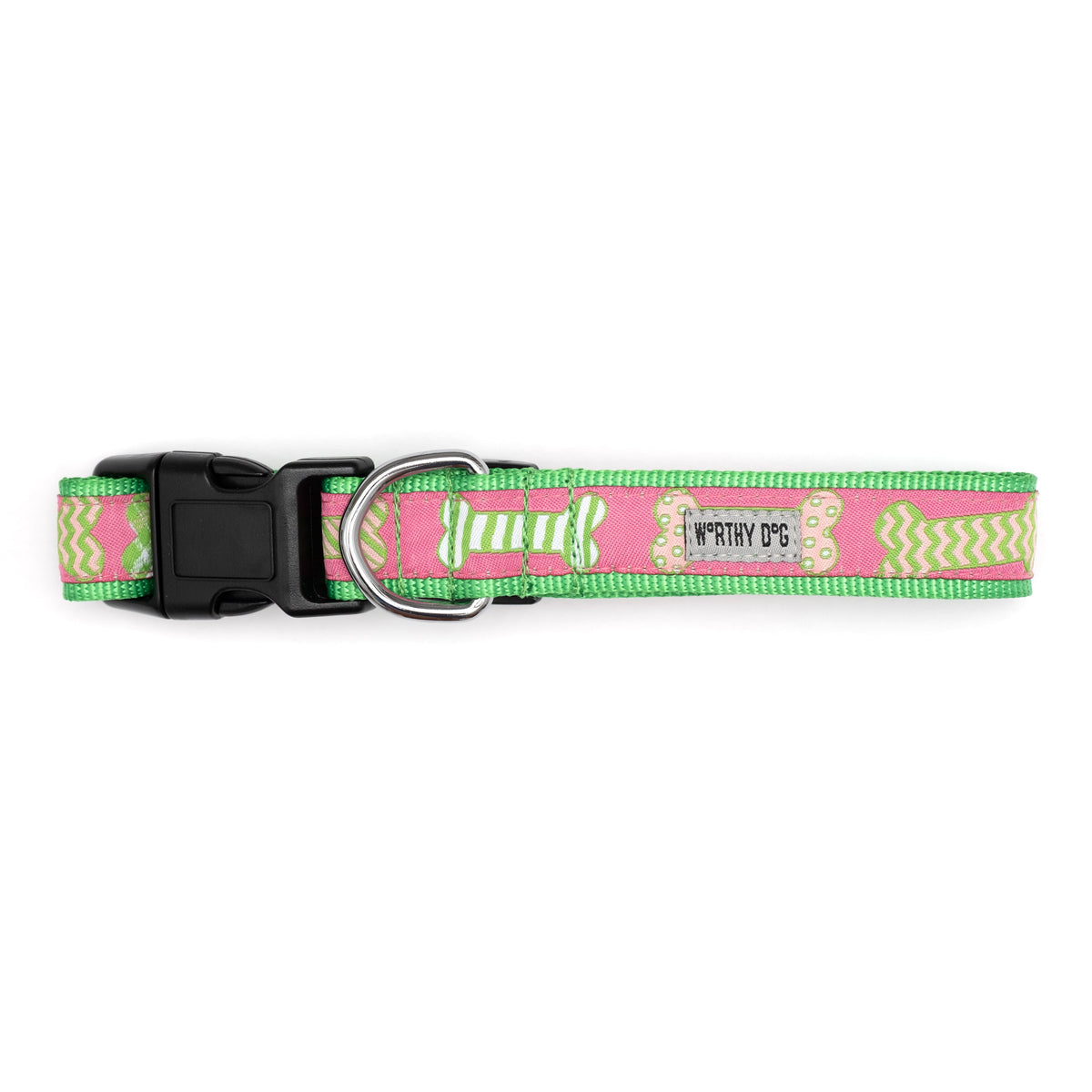 Preppy Bones Dog Collar – Pink, Blue & Red/White/Blue, Sizes XS–XL