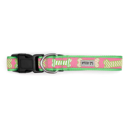 Preppy Bones Dog Collar – Pink, Blue & Red/White/Blue, Sizes XS–XL