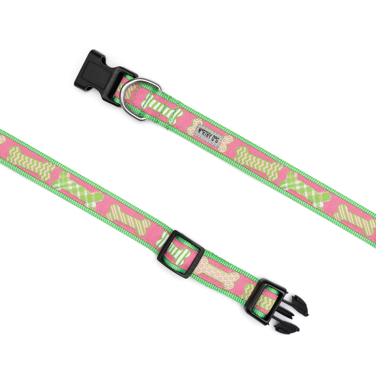 Preppy Bones Dog Collar – Pink, Blue & Red/White/Blue, Sizes XS–XL