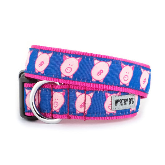 Wilbur Pig Dog Collar – Navy, Sizes XS–XL