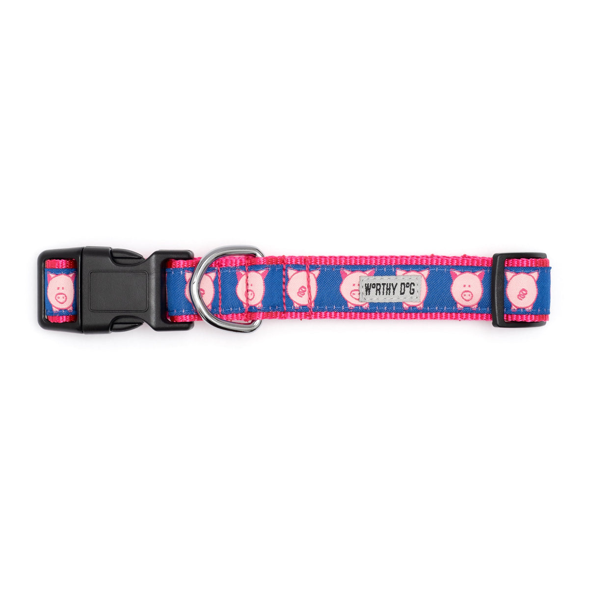 Wilbur Pig Dog Collar – Navy, Sizes XS–XL