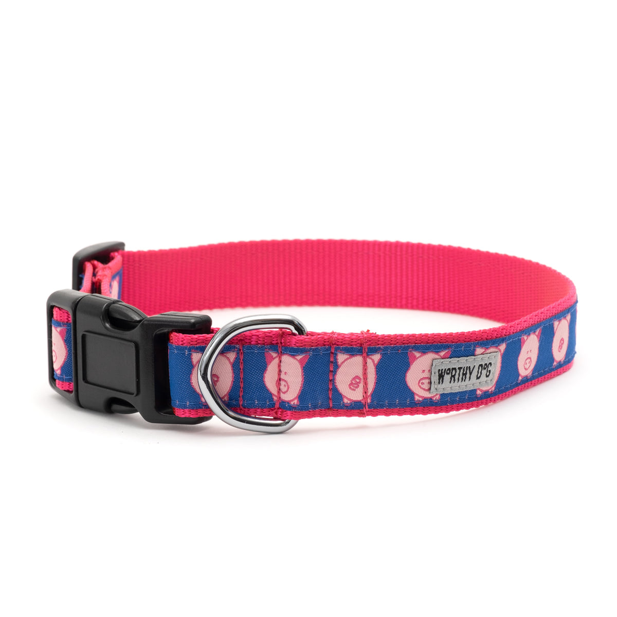 Wilbur Pig Dog Collar – Navy, Sizes XS–XL