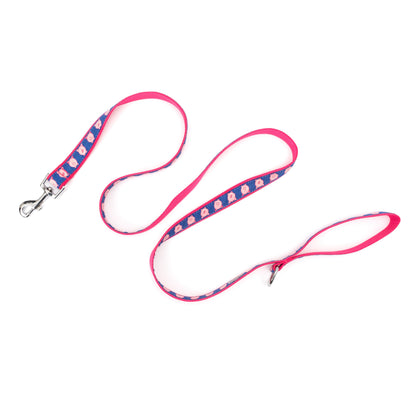Blue Wilbur Pig Nylon Dog Leash — extended leash