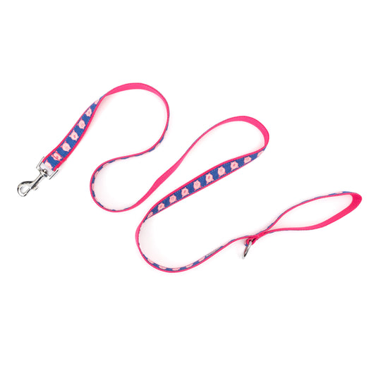 Blue Wilbur Pig Nylon Dog Leash — extended leash