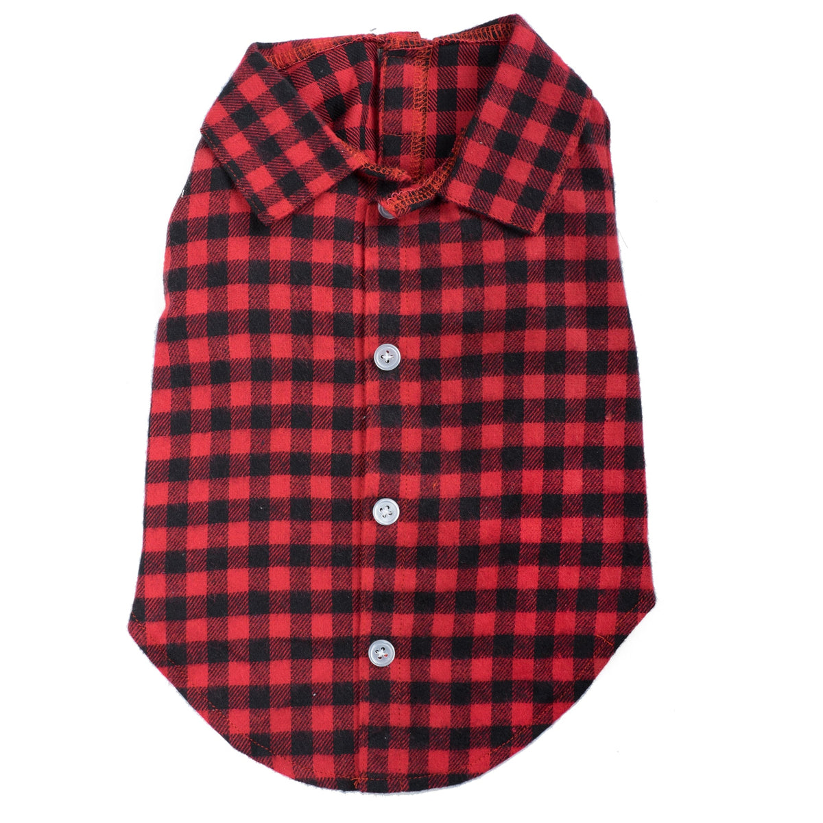 Buffalo Plaid Dog Shirt – Cotton, Red/Black, Sizes XS–XXL