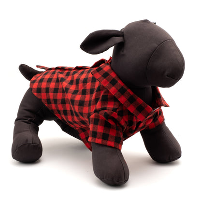 Buffalo Plaid Dog Shirt – Cotton, Red/Black, Sizes XS–XXL