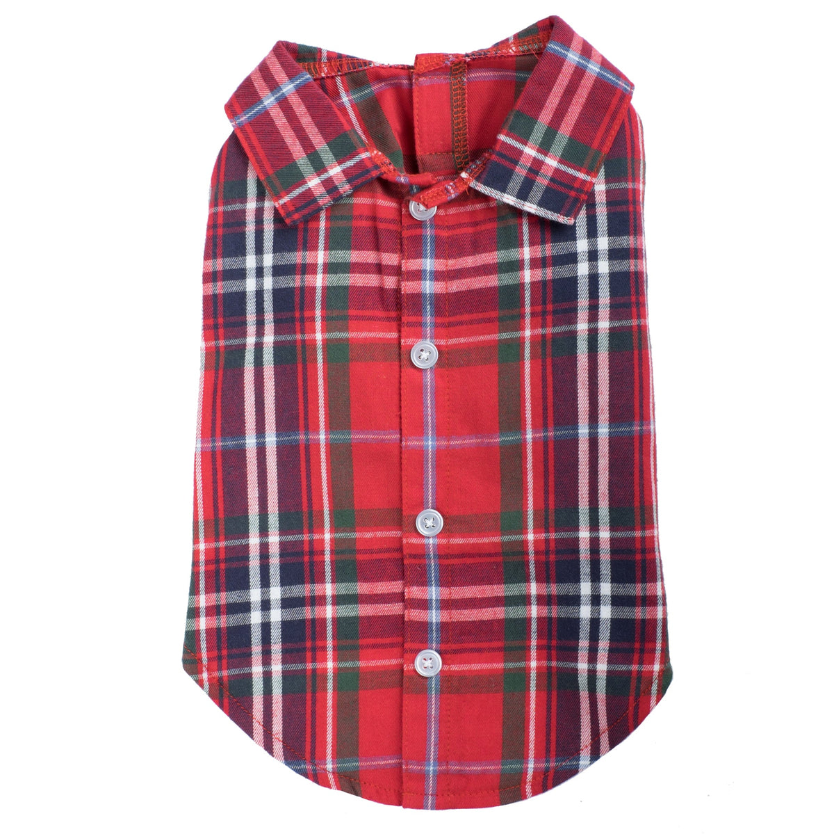 Red Plaid Dog Shirt – Cotton, Red Multicolored, Sizes XS–XXL