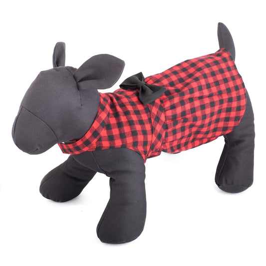 Buffalo Plaid Dog Dress – Cotton, Red/Black, Sizes XS–XXL