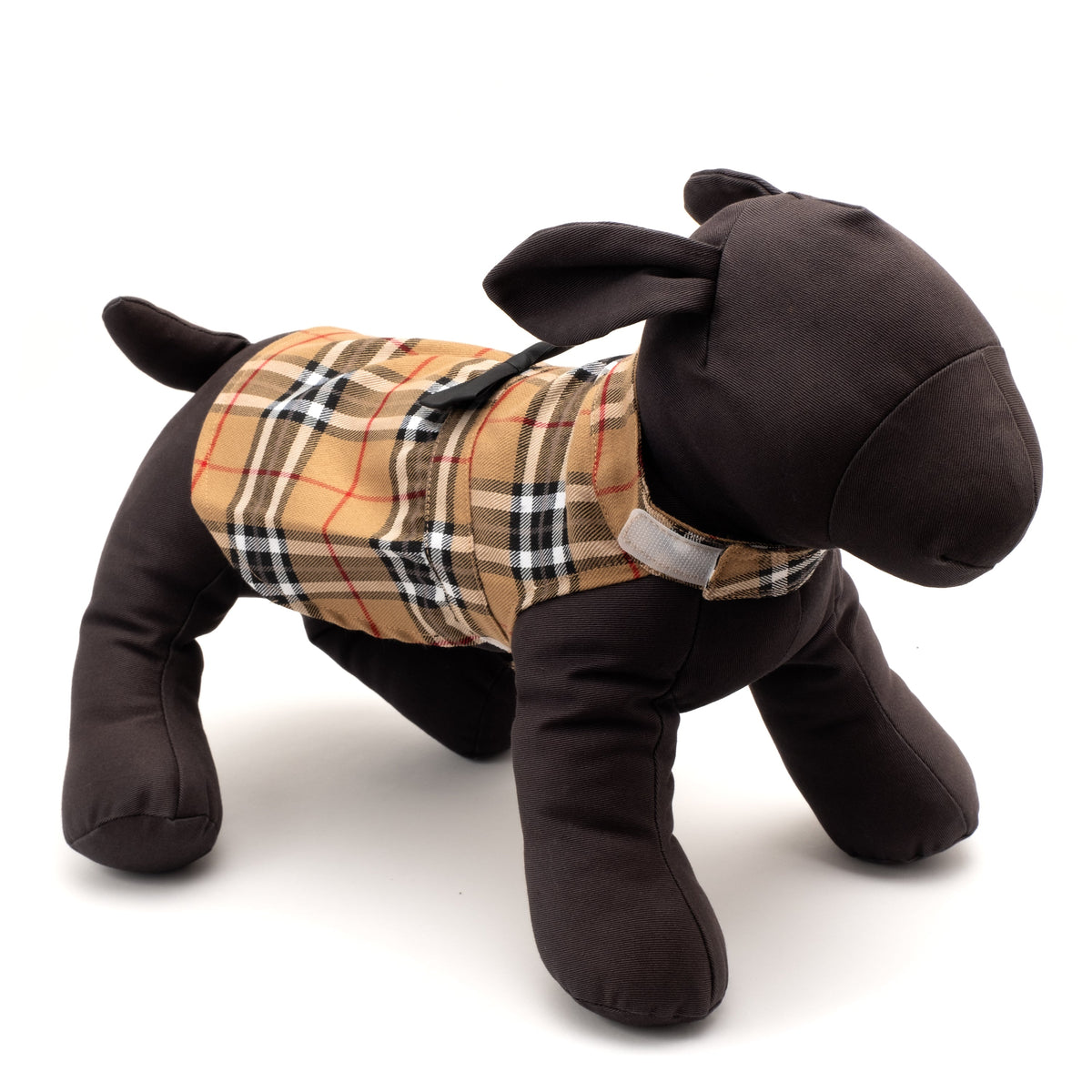 Tan Plaid Dog Dress – Cotton, Tan, Sizes XS–XXL