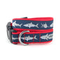Navy Blue Shark Nylon Dog Collar in blue, main product view