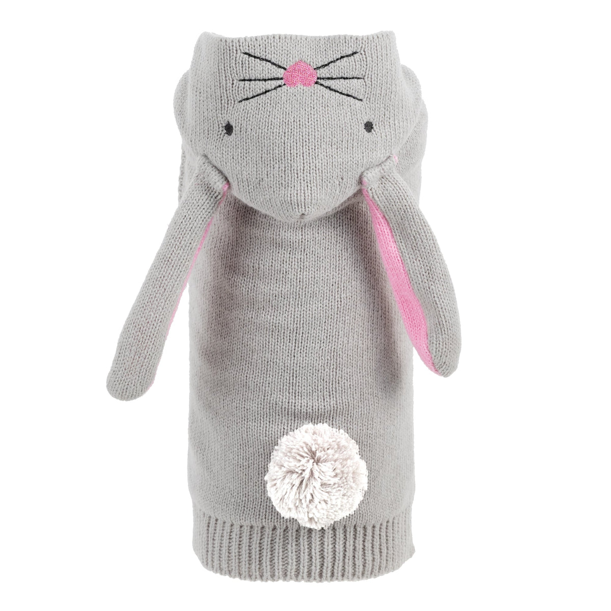 Bunny Hop Hoodie Dog Sweater – Acrylic, Gray, Sizes XXS–XXL