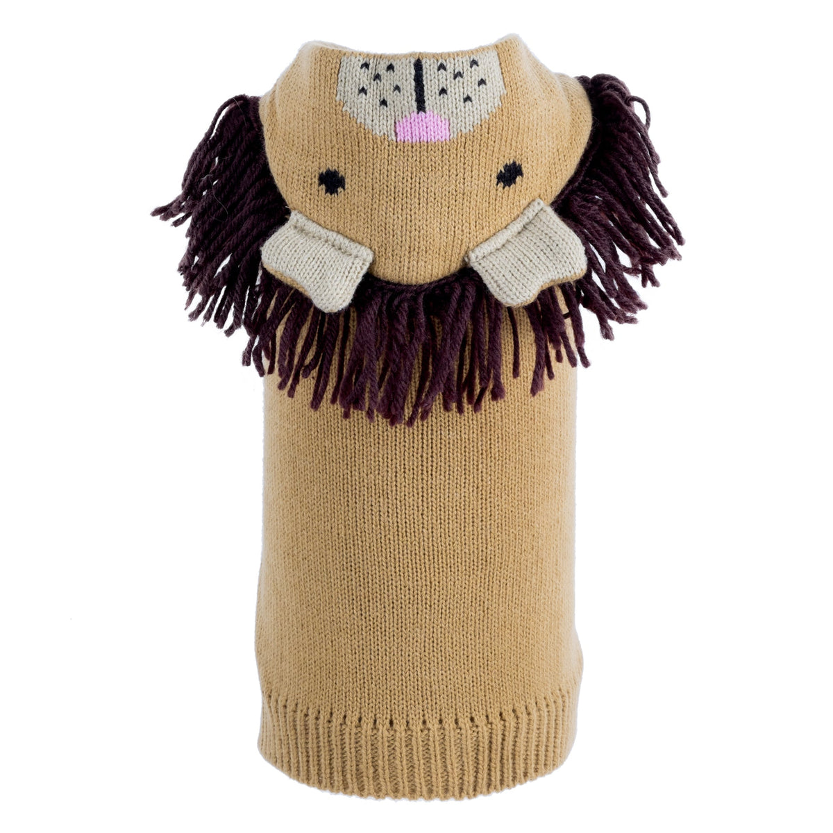 Cecil the Lion Hoodie Dog Sweater – Acrylic, Tan, Sizes XXS–XXL