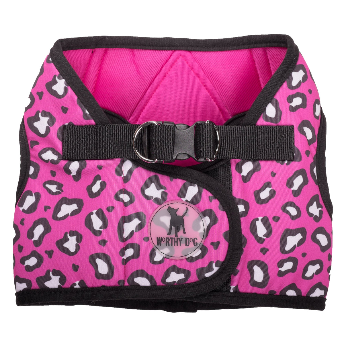 Cheetah Pink Printed Sidekick Dog Harness – Pink, Sizes Tiny, XXS, XS, S, M, L, XL, XXL, XXXL