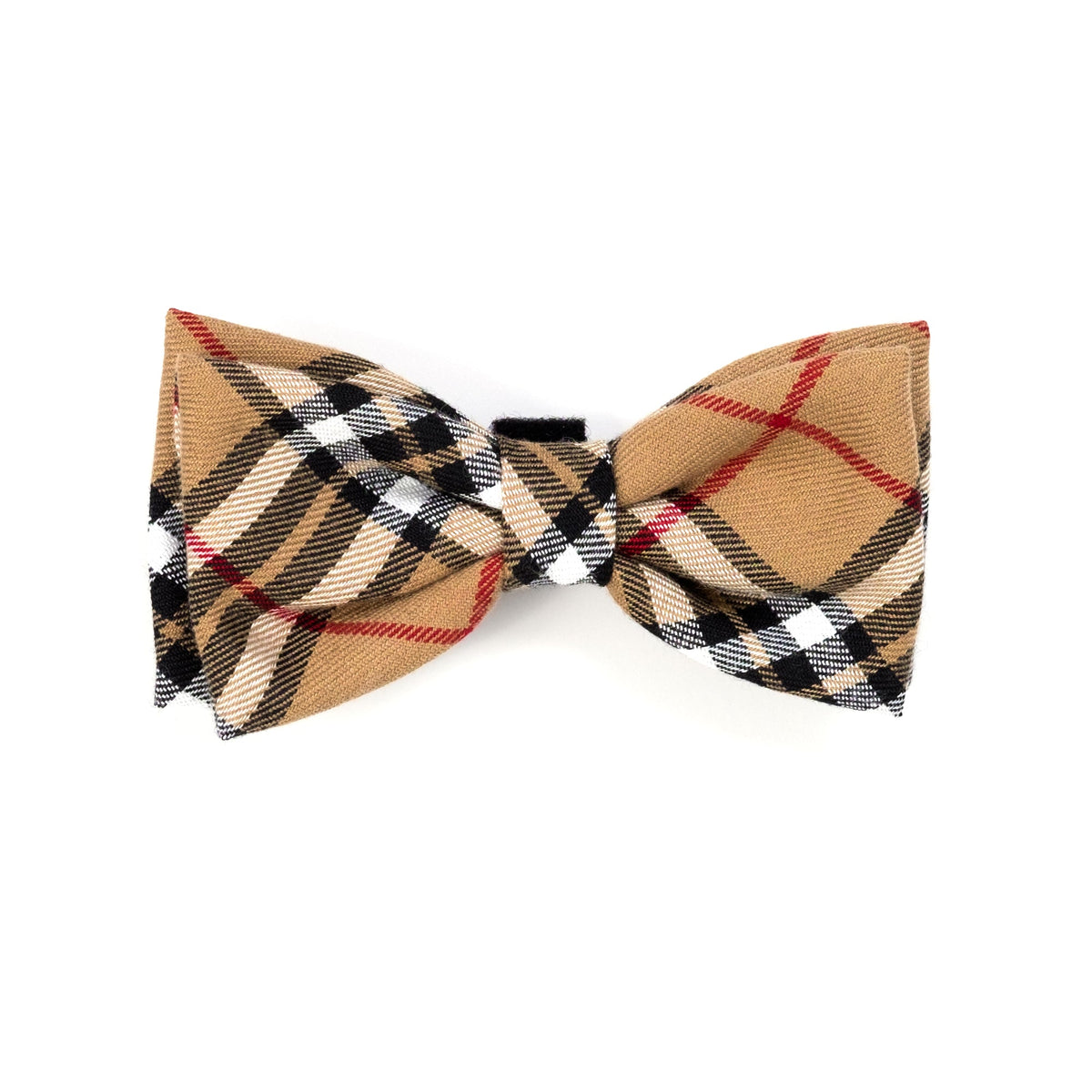 Tan Plaid Dog Bow Tie – Cotton, Tan, Sizes S, L