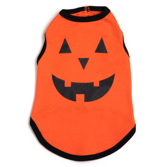 Pumpkin Dog Tank Top – Cotton, Orange, Sizes XS–XXL
