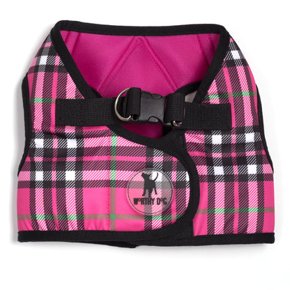 Plaid Step-In Dog Harness in hot pink, product view 11