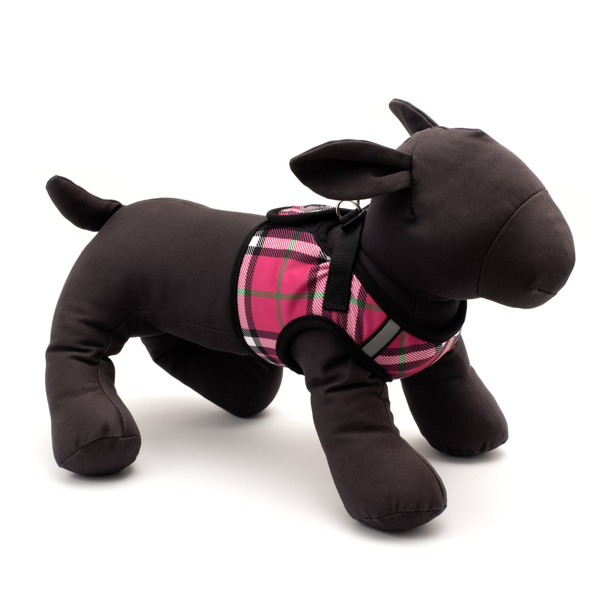 Plaid Step-In Dog Harness in hot pink, product view 12
