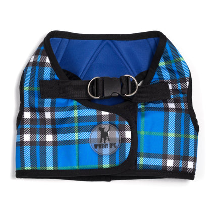 Plaid Step-In Dog Harness in blue, product view 14