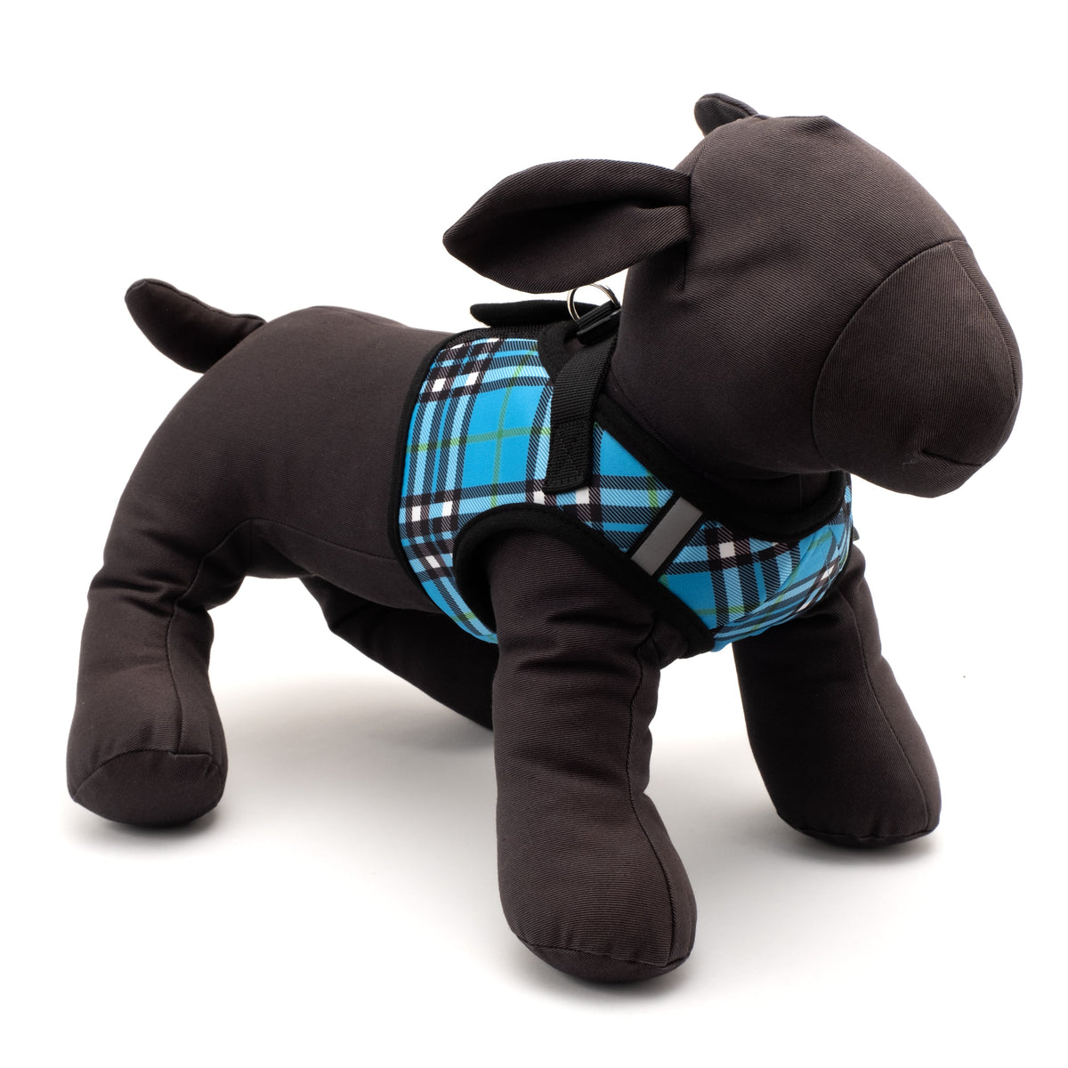 Plaid Step-In Dog Harness in blue, product view 15