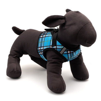 Plaid Step-In Dog Harness in blue, product view 15