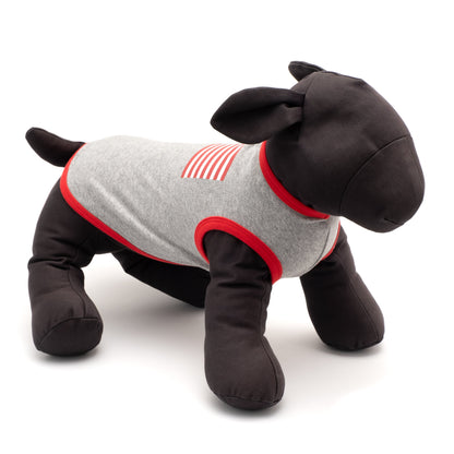 American Flag Dog Tank Top – Cotton, Gray, Sizes XS–XXL