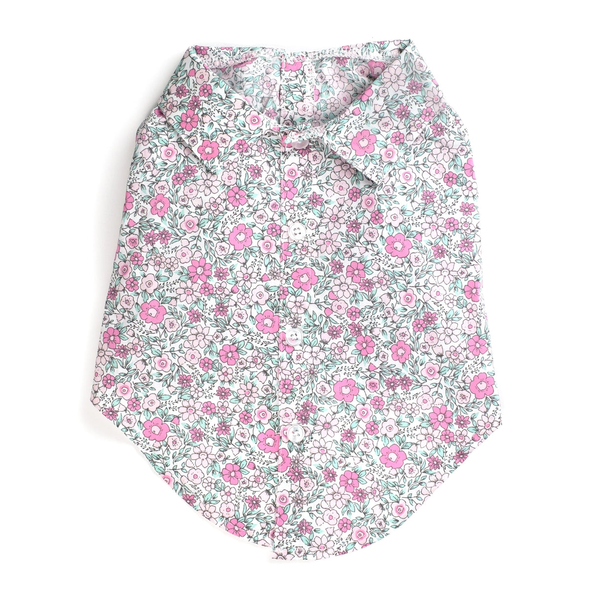 Floral Dog Shirt – Cotton, Pink, Sizes XS–XXL