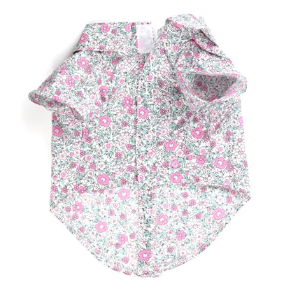 Floral Dog Shirt – Cotton, Pink, Sizes XS–XXL