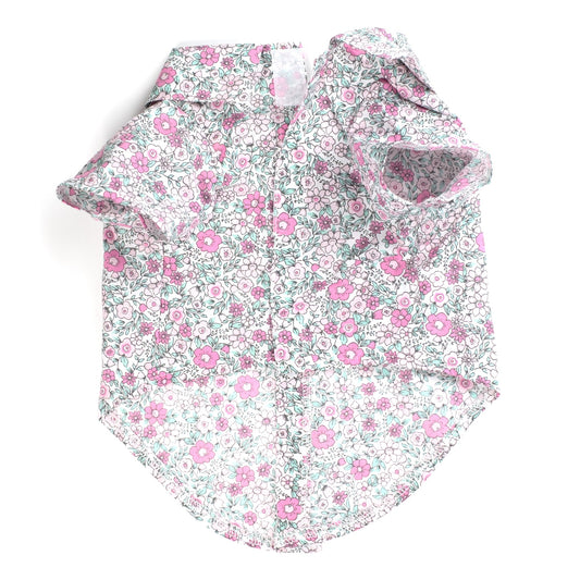 Floral Dog Shirt – Cotton, Pink, Sizes XS–XXL