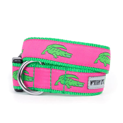 Alligator Dog Collar in pink, main product view