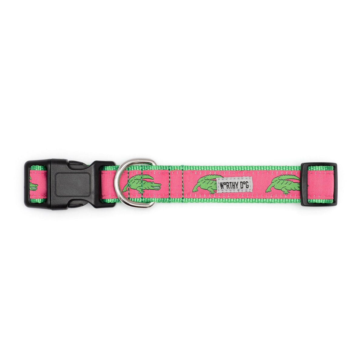 Alligator Dog Collar in pink, product view 2
