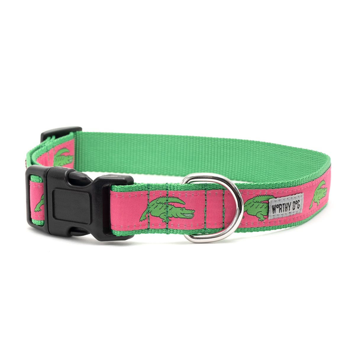 Alligator Dog Collar in pink, product view 3