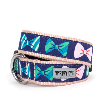 Bow Ties Dog Collar – Navy, Sizes XS–XL