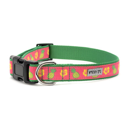 Pink Pineapple Dog Collar in pink, product view 3