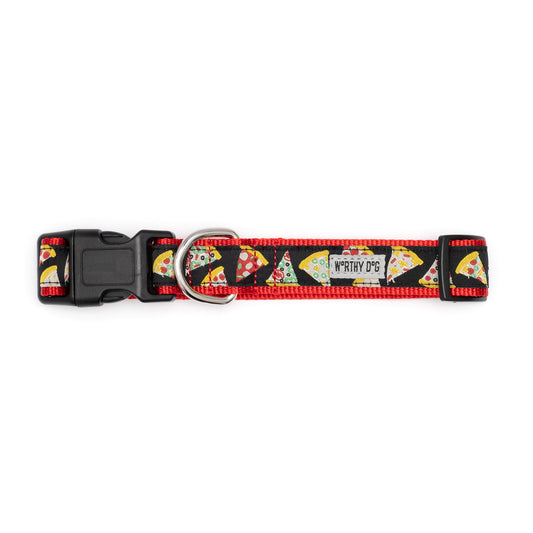 Pizza Dog Collar – Black, Sizes XS–XL