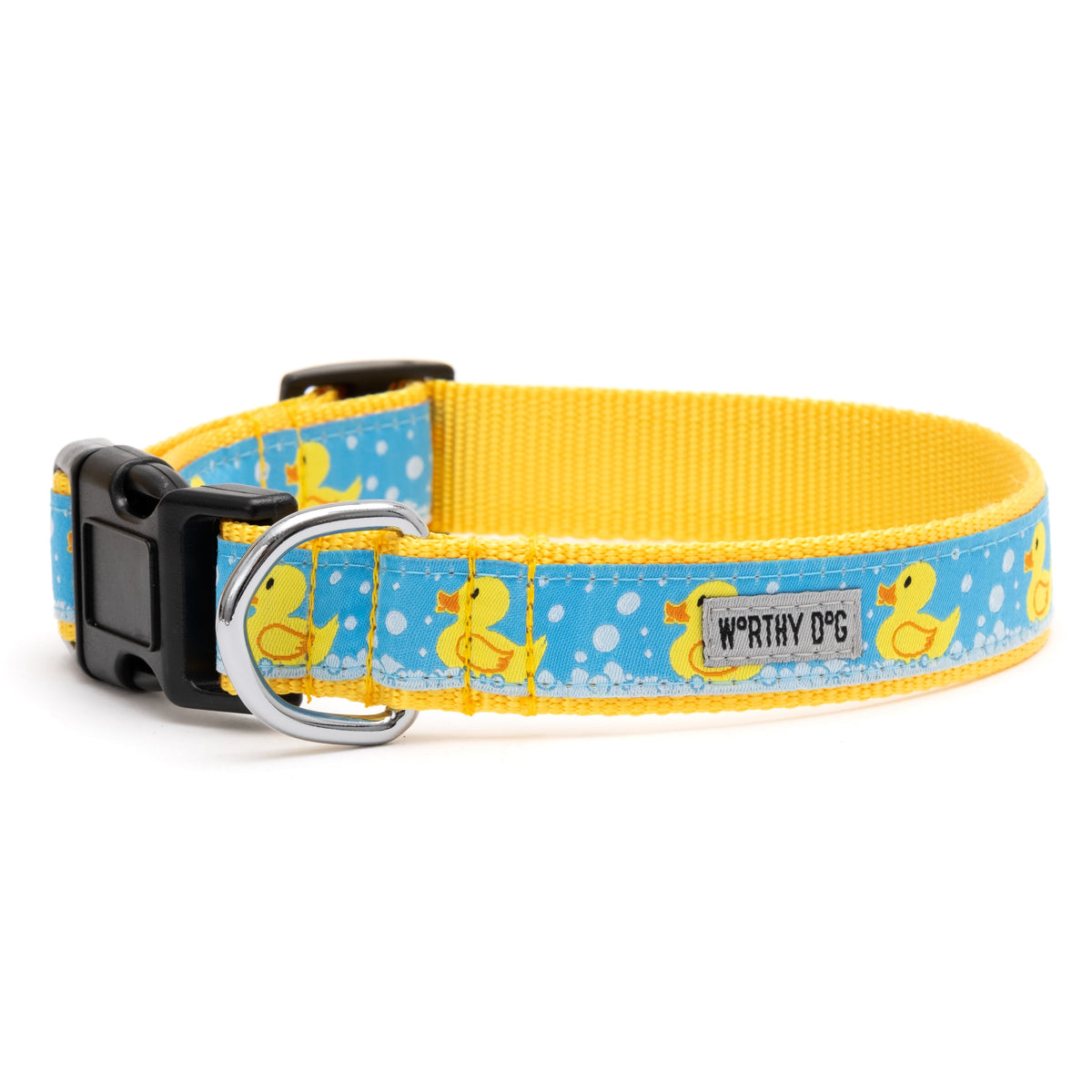 Blue Rubber Duck Dog Collar in blue, product view 2
