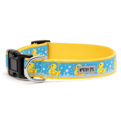 Blue Rubber Duck Dog Collar in blue, product view 2